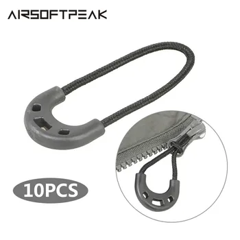 

10Pcs Zipper Pulls Rope Ends Lock Rope Tag Fixer Zip Cord Tab Replacement Clip Buckle Tools For Outdoor Hunting Bags Suits