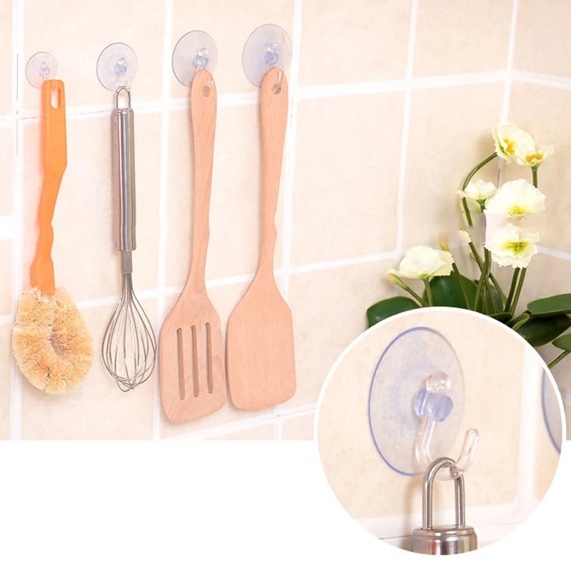 

Sale 10PCS/Set Strong Suction Cup Hanger Bathroom Transparent Kitchen Accessories Hooks