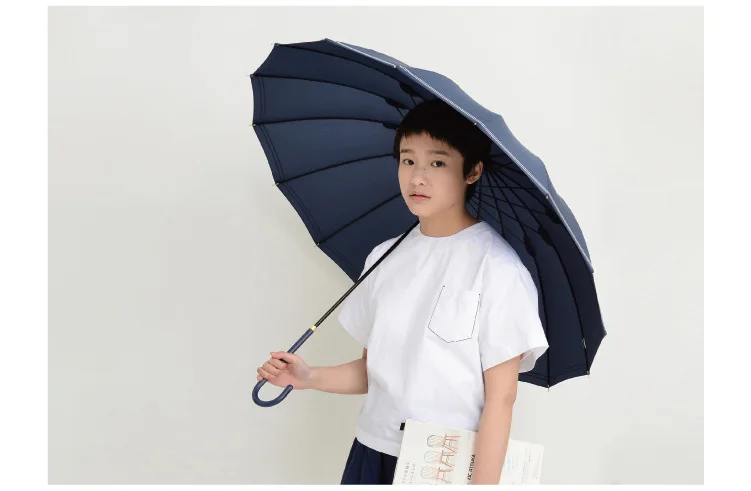 Tiohoh 16 ребра длинный зонт дождь для женщин ветрозащитный сильный гольф зонтик для девочек Paraguas темно-синий белый Путешествия большие Зонты