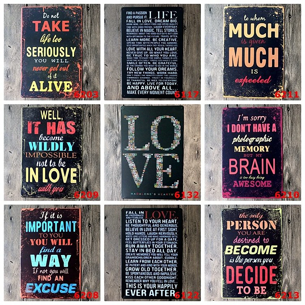 Vintage Metal Painting Tin Signs Bar Pub Wall Decor Poster Home Craft 20X30 cm Random delivery 10PCS bundled sale | Дом и сад