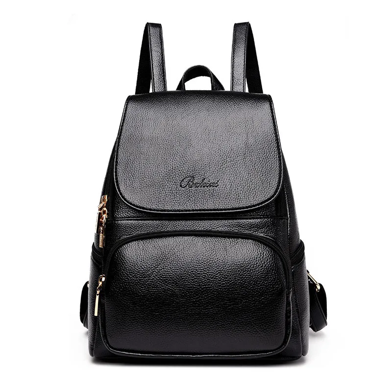

2019 New Fashion Women Backpack Leather Backpacks Softback Female Travel Shoulder Bag Large Capacity Rucksacks Sac A Dos Femme