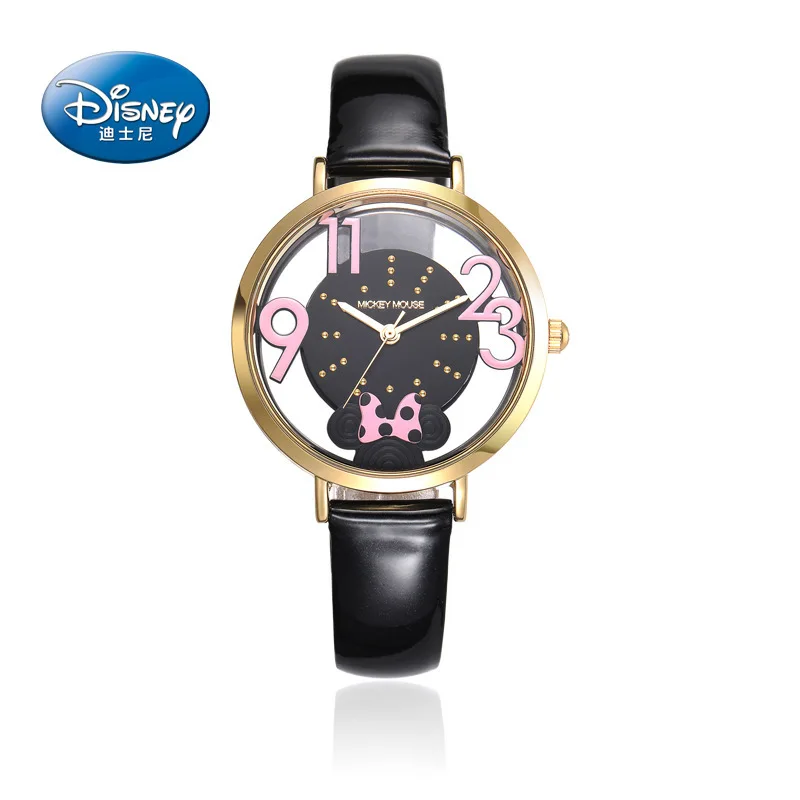 

woman watches Disney brand Mickey mouse ladies wristwatch Genuine leather quartz women watches waterproof clocks
