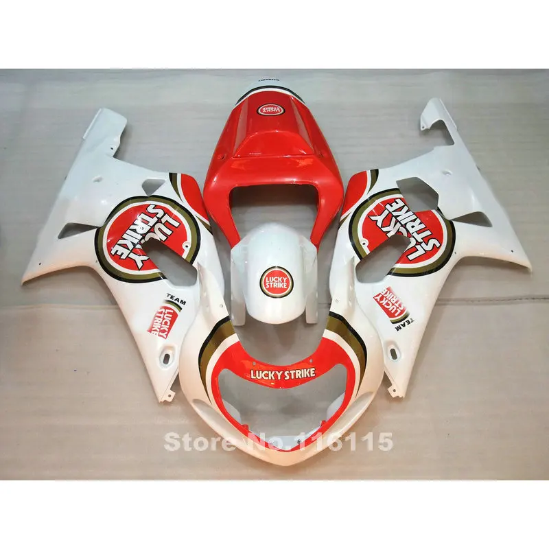 

Fairings for SUZUKI GSXR 600 GSXR 750 K1 K2 2001 2002 2003 gsxr600 gsxr750 01 02 03 red white LUCKY STRIKE fairing kit TP