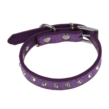 

Hot Necklace Collars Purple PU Leather XS For Pet Dog