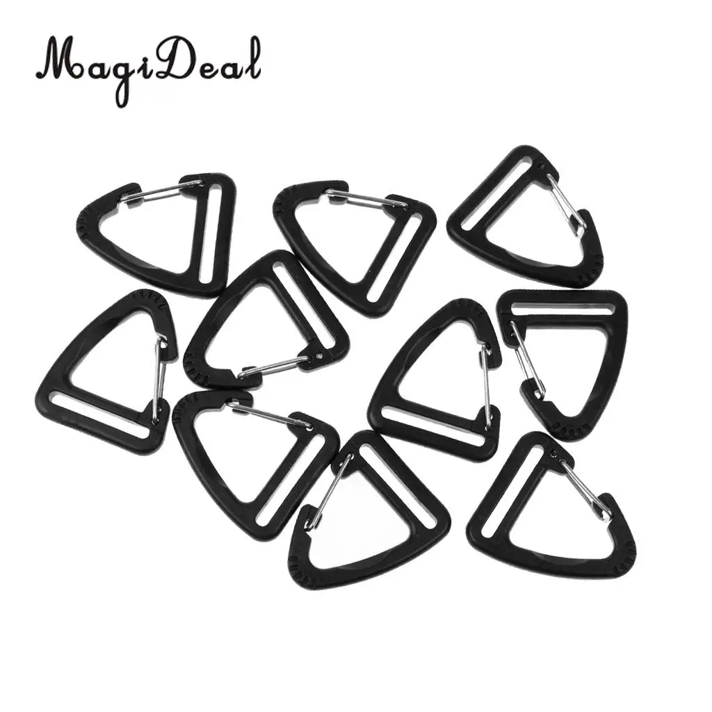 MagiDeal 10 Pcs Plastic Buckles Hook Climbing Carabiner Hanging Keychain Link Strap for Outdoor Camping Mountaineering Equipment