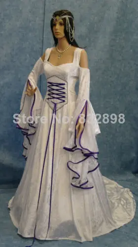 Новое поступление Прямые продажи натуральный Атлас ручной работы средневековое платье Ренессанс Фэнтези платье