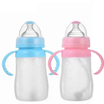 

Factory outlets baby Full silicone bottle automatic pipette bottle with a handle wide Mouth 240ML