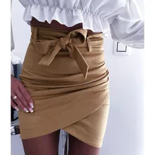 Женская летняя пикантная однотонная модная повседневная облегающая юбка, Офисная Женская юбка с перекрещивающимися бретелями, элегантная Асимметричная мини-юбка в европейском стиле SJ2685U