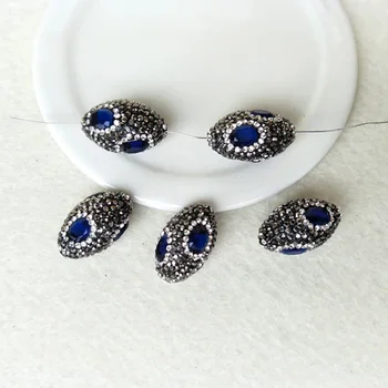 

10Pcs blue Gem stone Druzy Beads Pave Rhinestone Connector Spacer Beads for DIY Making Bracelet necklace Jewelry Finding BD119