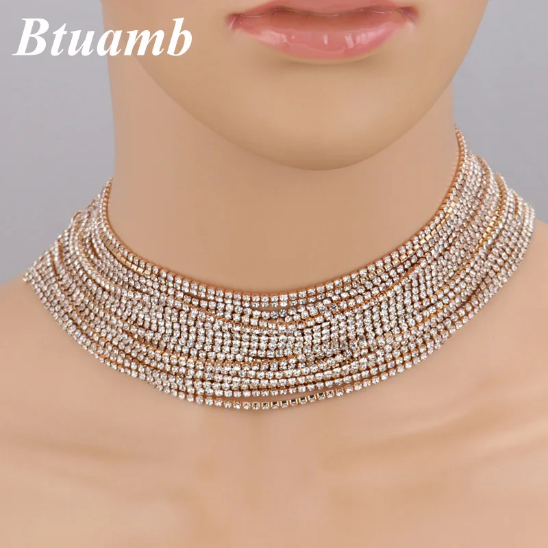 Btuamb многослойное ожерелье-чокер со стразами для женщин новинка Bijoux Maxi массивные