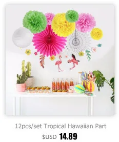 Фламинго украшения Гавайские вечерние 3 шт " аккордеонные бумажные фонари с пальмовыми листьями для Луау бассейна тропические летние вечеринки