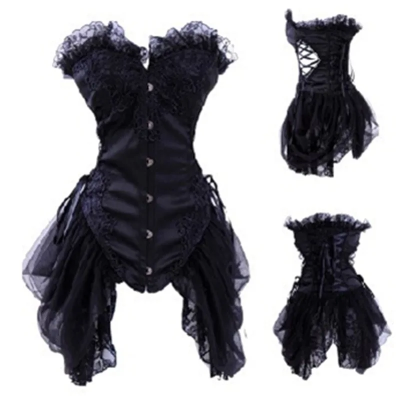 Women Wingler Vintage Mesh Sexy Black Elegant Lace Overbust Gothic White Victorian Bustier Corset Waist Trainer Burlesque Corset
