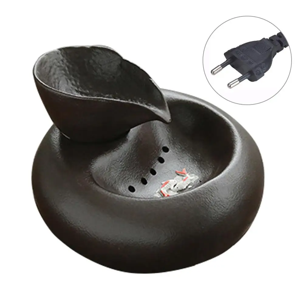 Brown EU Plug220V ЕС/США умная керамика кошка питатель Автоматическая Циркулирующая вода питатель ПЭТ диспенсер для воды 3D фонтан воды бассейна 20E - Цвет: Brown EU Plug220V