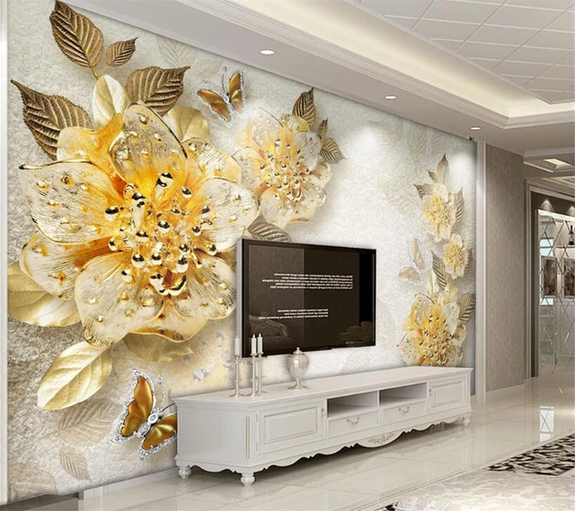 Goldene Tapete Wohnzimmer Beibehang Custom Tapete Wohnzimmer Schlafzimmer Wandbild Gold Hohe Diamant Blume Schmuck Hintergrund wandbild 3d tapete.jpg 640x640 - Goldene Tapete Wohnzimmer