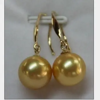 

hj 00290 AAA 9-10mm natural Australian south sea gold pearl earrings