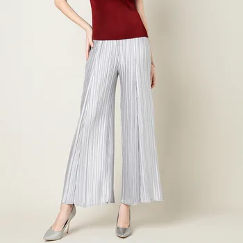 

High Waist Wide Leg Pants women 2019 new fold big swing loose waist leisure nine-minute pants