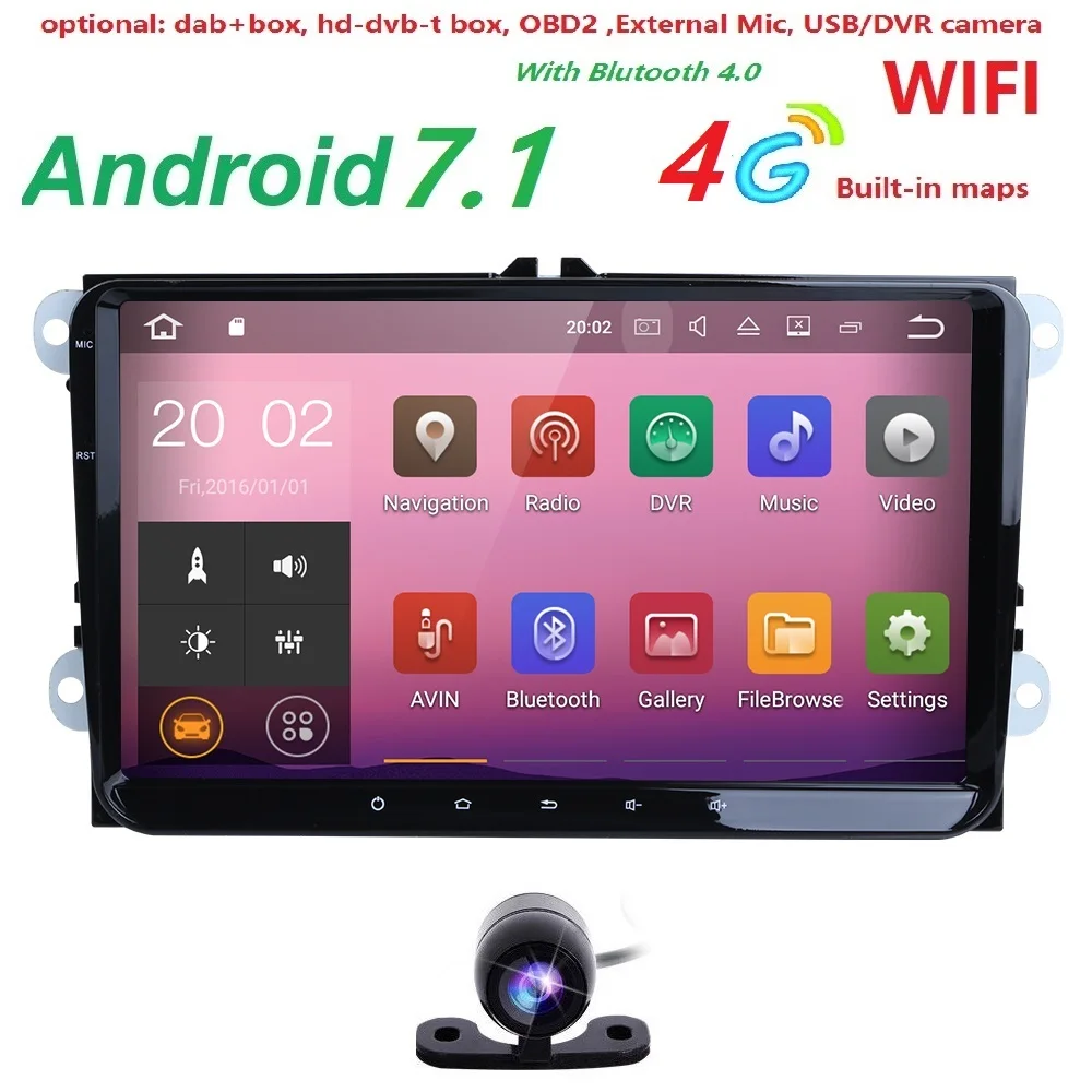 2Din 4G Android 7 1 Car Stereo Radio 9 Inch HD 1024 600 Screen Quad Core