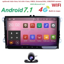 2Din 4G Android 7.1 Car Stereo Radio 9 Inch HD 1024*600 Screen Quad Core Monitor GPS For VW Passat Golf Polo CC Jetta Skoda Seat