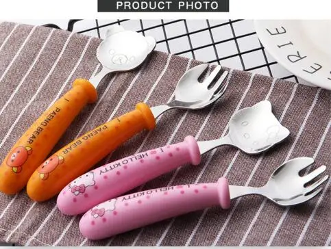 

304 stainless steel cutlery set cartoon children's fork spoon two-piece set of portable gift cutlery set