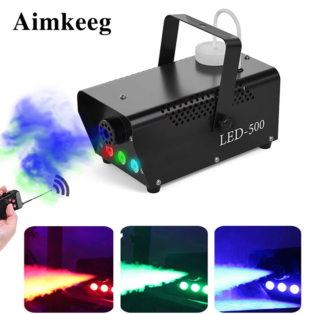 Aimkeeg 500 W диоды с беспроводным управлением машинка для дыма пульт RGB Цвет выталкиватель дыма светодиодный Профессиональный DJ прожектор для