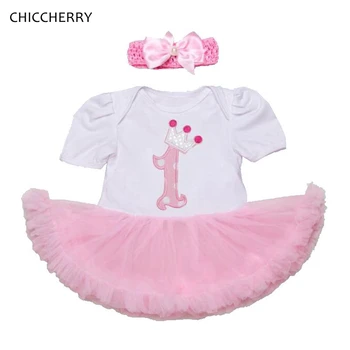 

1 Year Girl Baby Birthday Dress with Headband Vestido Infantil Robe Bebe Fille Jurken Toddler Birthday Tutus Infant Clothing