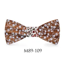 Модный деревянный джентльменский Карманный квадратный Брой воротник пуговица белый Печать галстуки-бабочки ручной работы Вечерние деревянный галстук костюм