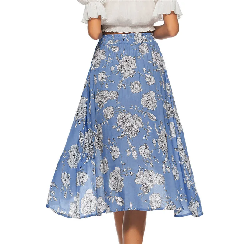 Fashion Casual Women Floral Printed Bandage Pocket Casual Lace Up Short Summer Beach Skirt For Ladies Female 2019 ELegant H26 (5)