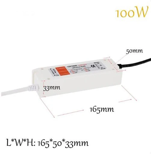 Светодиодная лента драйвер адаптера питания DC 12 В светодиодный трансформатор 18 Вт 28 Вт 48 Вт 72 Вт 100 Вт для 5050 5630 Светодиодная лента прожектор лампа - Цвет: 100W