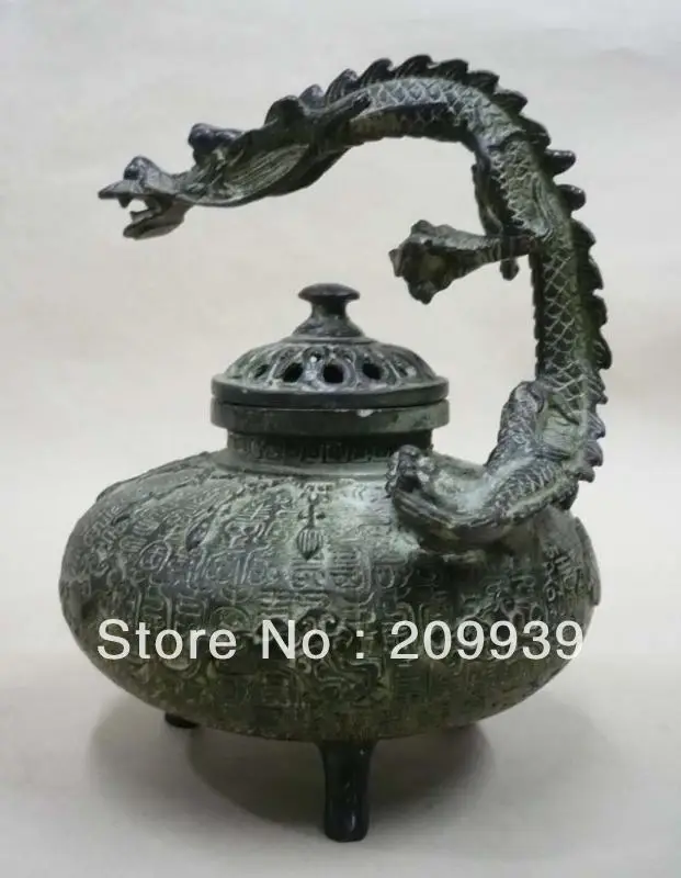 

00856 rare ancient Kultur bronze dragon incense censer statue (A0322) A0403