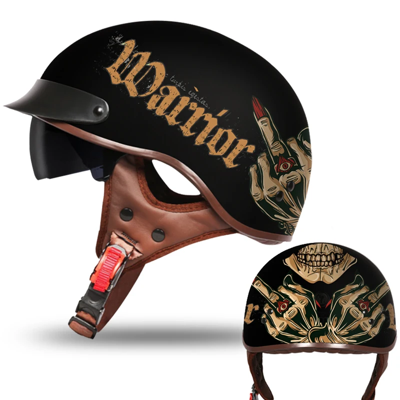 Moto rcycle шлем классический helemet vespa Винтаж Лето Половина шлем jet Ретро capacete шлем moto DOT - Цвет: 1