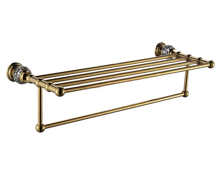 Free shipping Brass & Cystal Golden Towel Rack, Gold Towel Bar,Towel