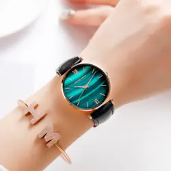 Женские часы лучший бренд класса люкс винтажные зеленые мраморные Кварцевые часы женский кожаный ремешок водонепроницаемые наручные часы