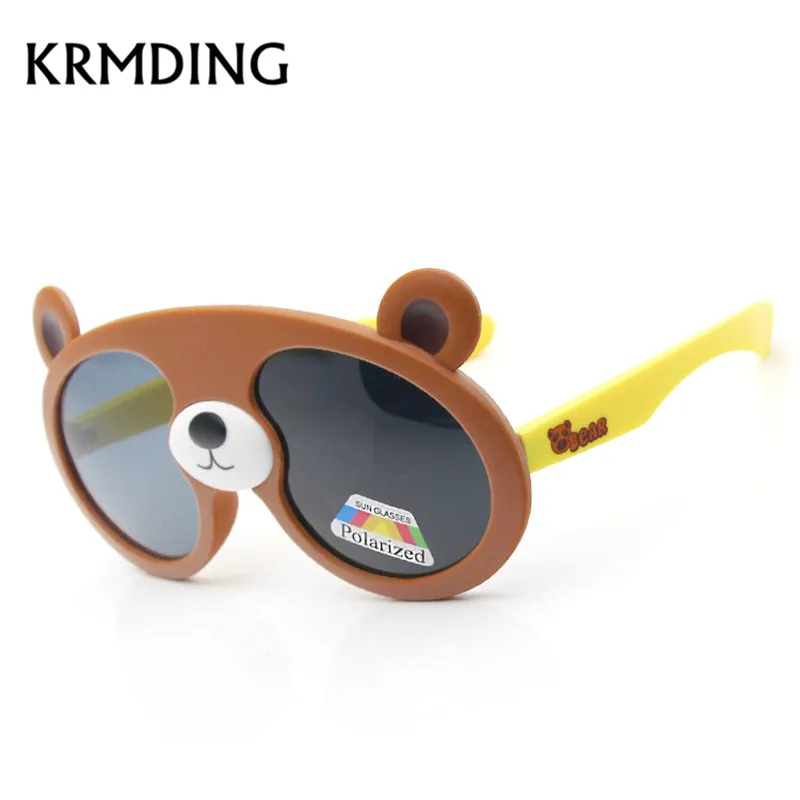 KRMDING Новые поляризованные солнцезащитные очки для детей Для мальчиков и девочек очки для маленьких Детские Силиконовые Анти-осеннее детское платье, красивое платье маленькой солнцезащитные очки Bear UV400