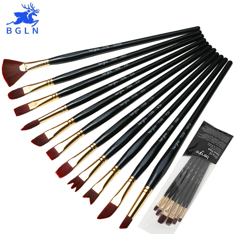 

6Pcs Water Color Paint Brush Set Fan/Point/Flat Tip Watercolor/Oil/Acrylic Painting Brush Pen Set For Drawing Art Supplies