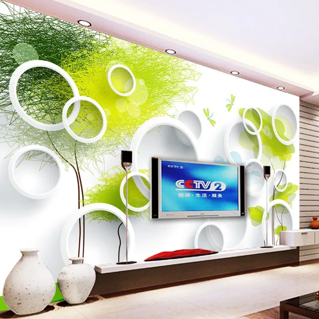 Custom 3D Wall Murals Wallpaper Modern Abstract Circles Tree TV Custom 3D Wall Murals Wallpaper Modern Abstract Circles Tree TV