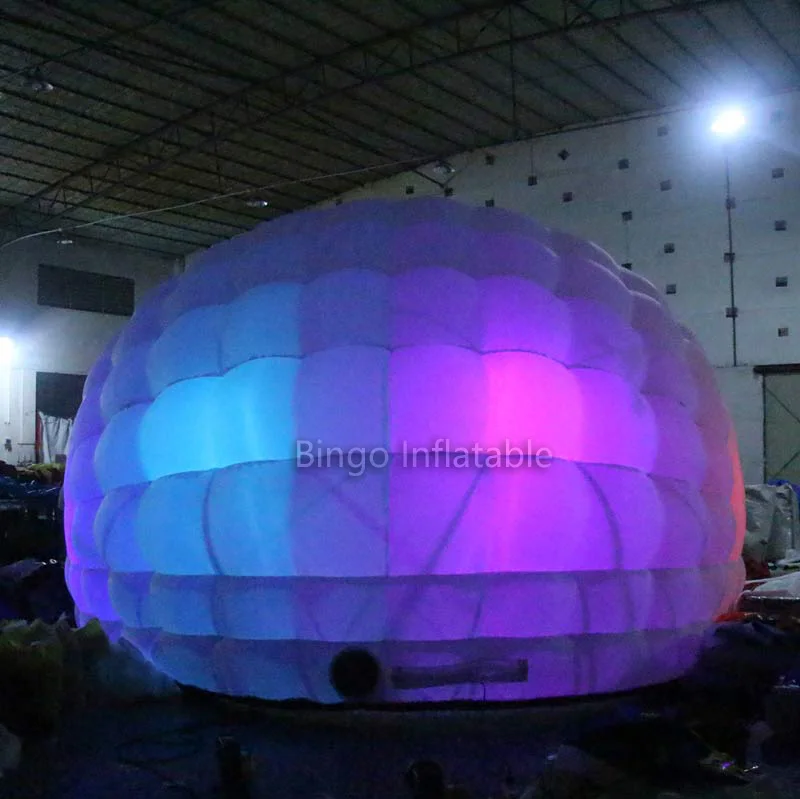 Cheap high quality 6m advertising wedding half circle inflatable dome tent with RGB led lights toy