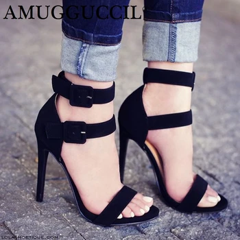 

2020 New Plus Big Size 35-52 Black Buckle Fashion Sexy High Heel Summer Girl Female Ladies Women Sandals L981