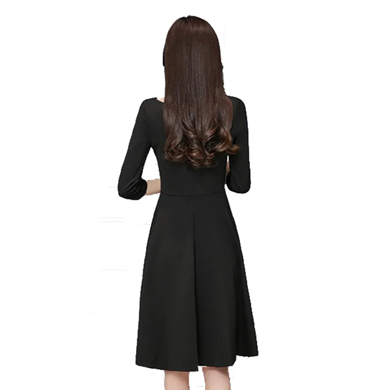 Women Black Dress V-Collar Elegant Dresses Evening Party Clothes Half Sleeve Sexy A Style Dress Women 2018 New AS154 (6)