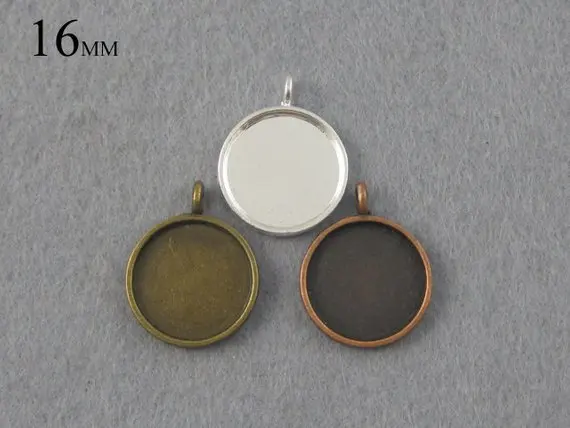 

25 Pieces 16mm Round Pendant Trays, 16mm Circle Cabochon Setting Tray, Mini Glass Settings Smooth Surfacetheof