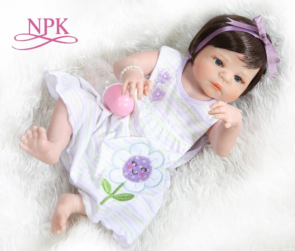 

NPK 56CM bebe doll reborn baby doll cute girl victoria full body silicone Bath toy soft real touch Birthday Gift