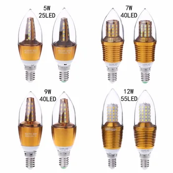 

HNGCHOIGE E14 LED Candle Bulb Light 12W Aluminum 220V Vintage Retro 60 LED Lamp