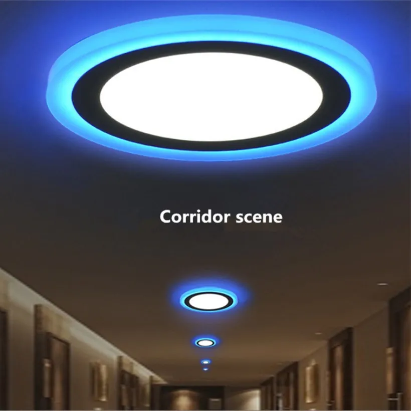 

2018 Double Color LED Panel Light Celling Light Round Square 5W 9W 16W 24W Embeded Aisle Lamp Living Room LED Downlight 2 pcs