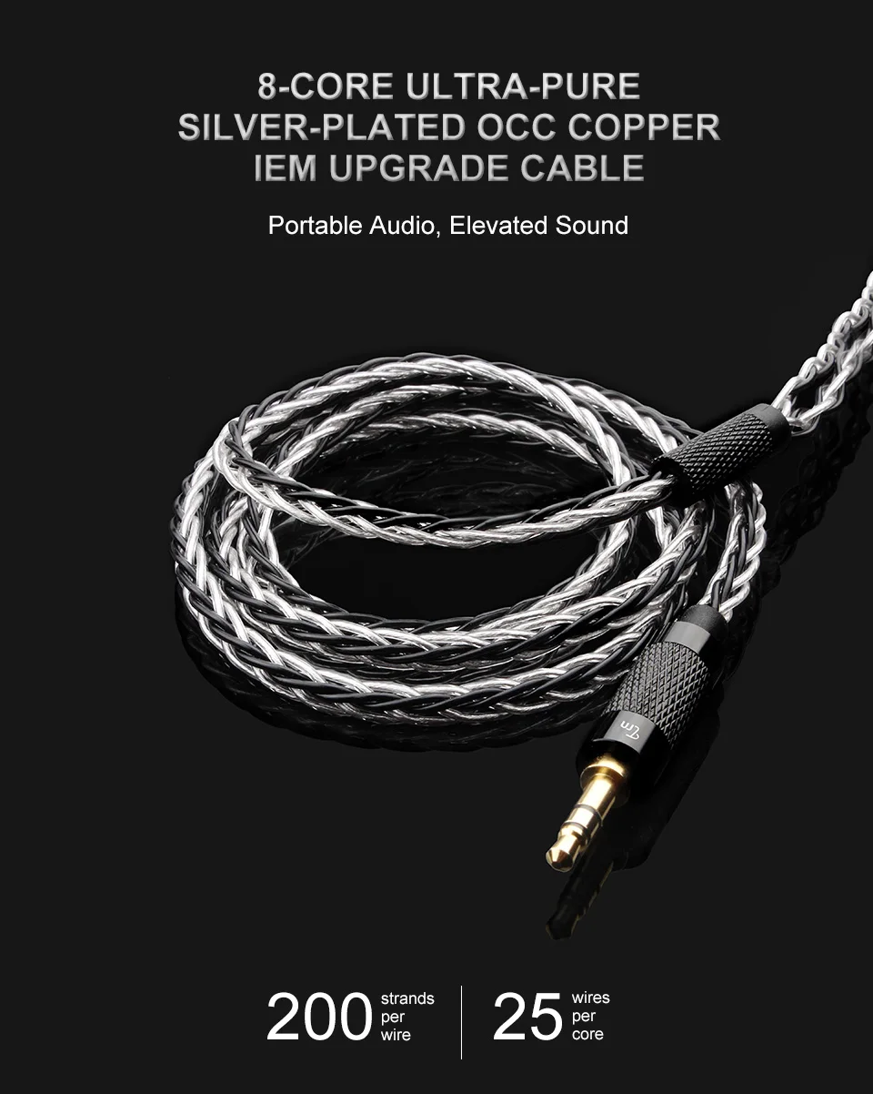 Лампа указателя 8 ядра Модернизированный посеребренный кабель для наушников 3,5 мм/2,5 мм разъем MMCX/2PIN 0,75 мм 0,78 мм Интерфейс Съемная заменить кабели