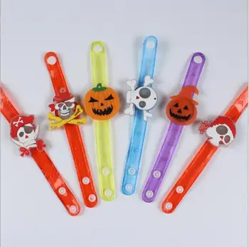

Glow in the Dark Halloween Pumpkin Props Luminous Hand Ring Flash Bracelet LED Luminous Wrist Band Bracelet Gift toy YH1054