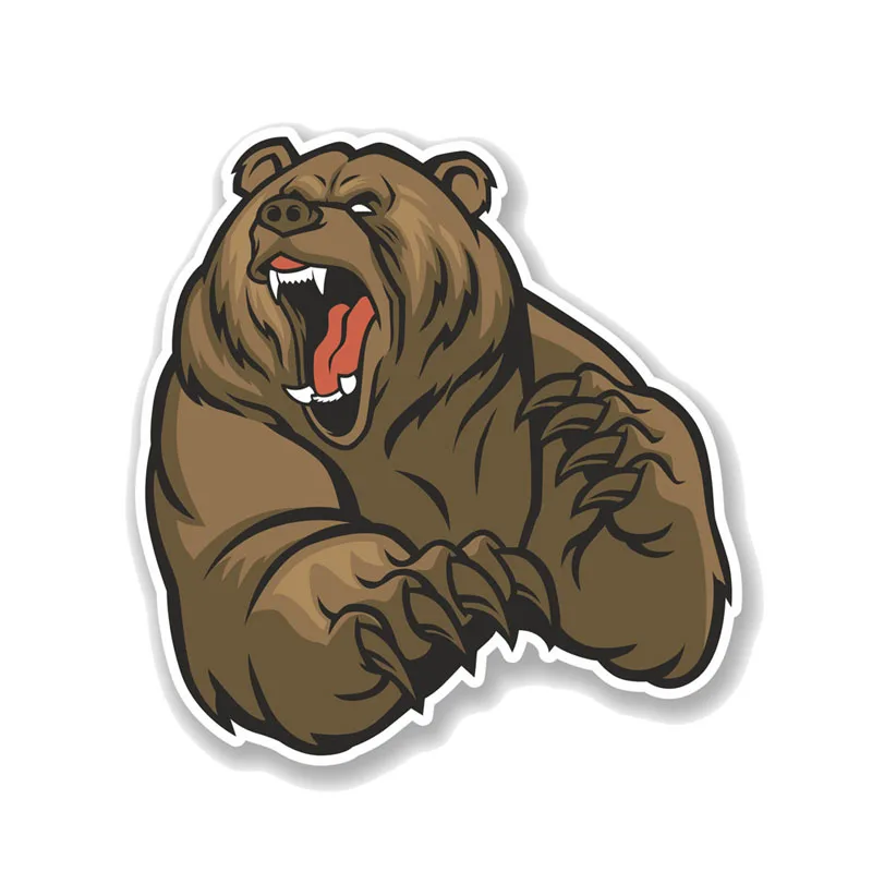 YJZT 12 7 см * 13 3 мультфильм Angry Brown Bear ПВХ мотоцикл стикер автомобиля 11 00730|Наклейки на
