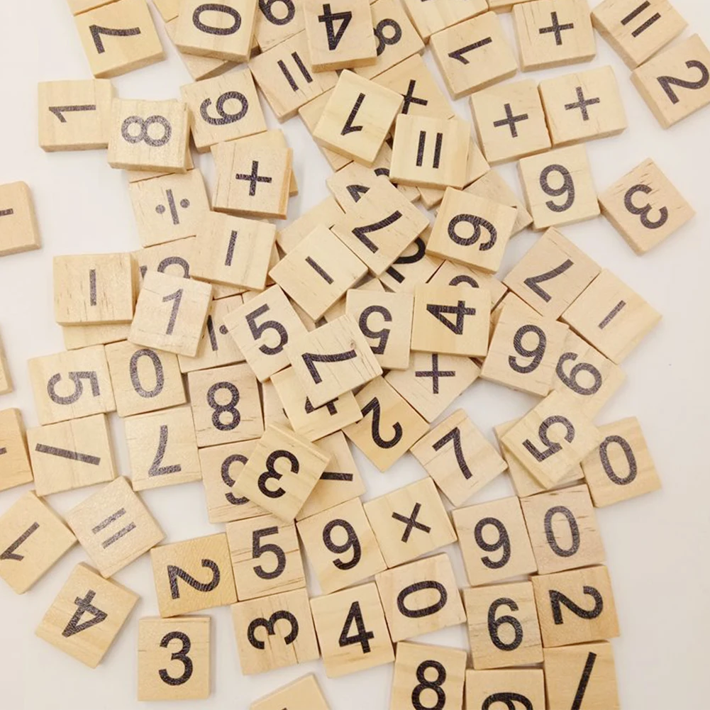 

100Pcs Word Handcraft Name Tage Wooden Number Letter Set Alphabet Tile Scrapbooking Scrabble Complete