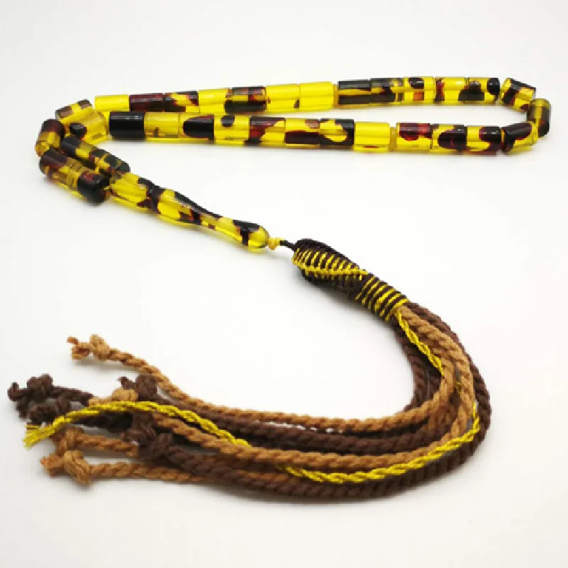 Браслет tespih islam Tasbih из полимера 33 разных цвета и ручной работы бусины 2 желтый