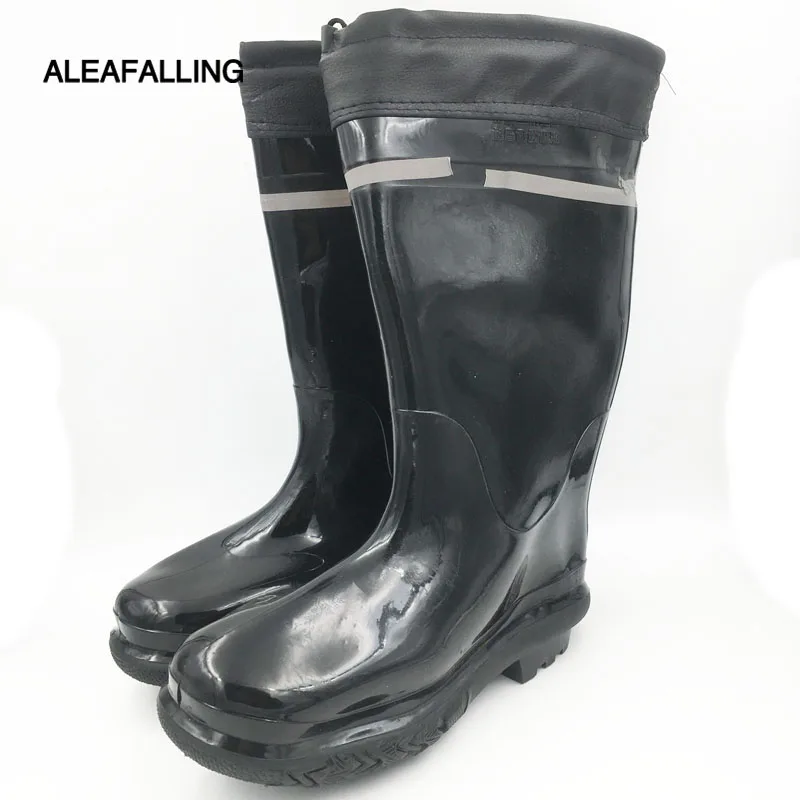 

Aleafalling Men's black mining boots non-slip safety wear-resistant thick cotton covers rain boots PVC boots shoes m047