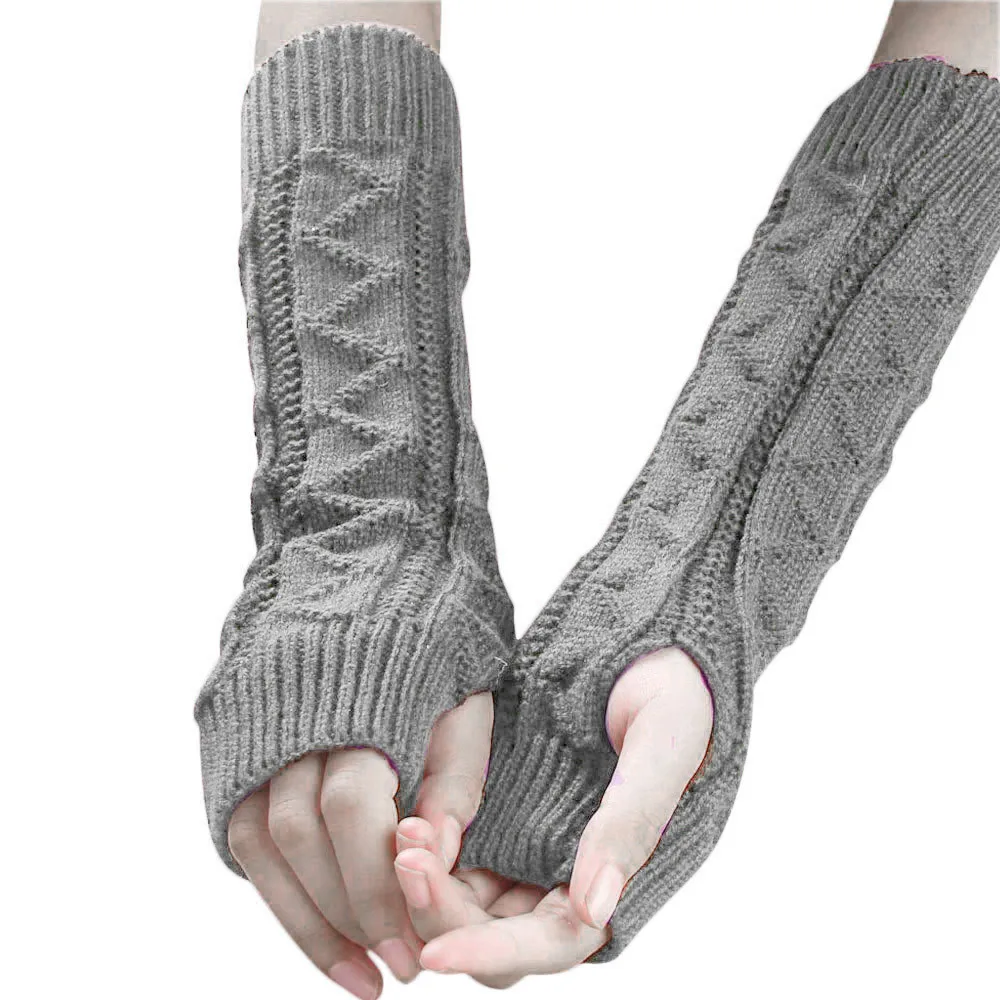 Женские зимние перчатки без пальцев, теплые вязаные перчатки с клавиатурой, удобные перчатки L50/1225 - Цвет: Серый