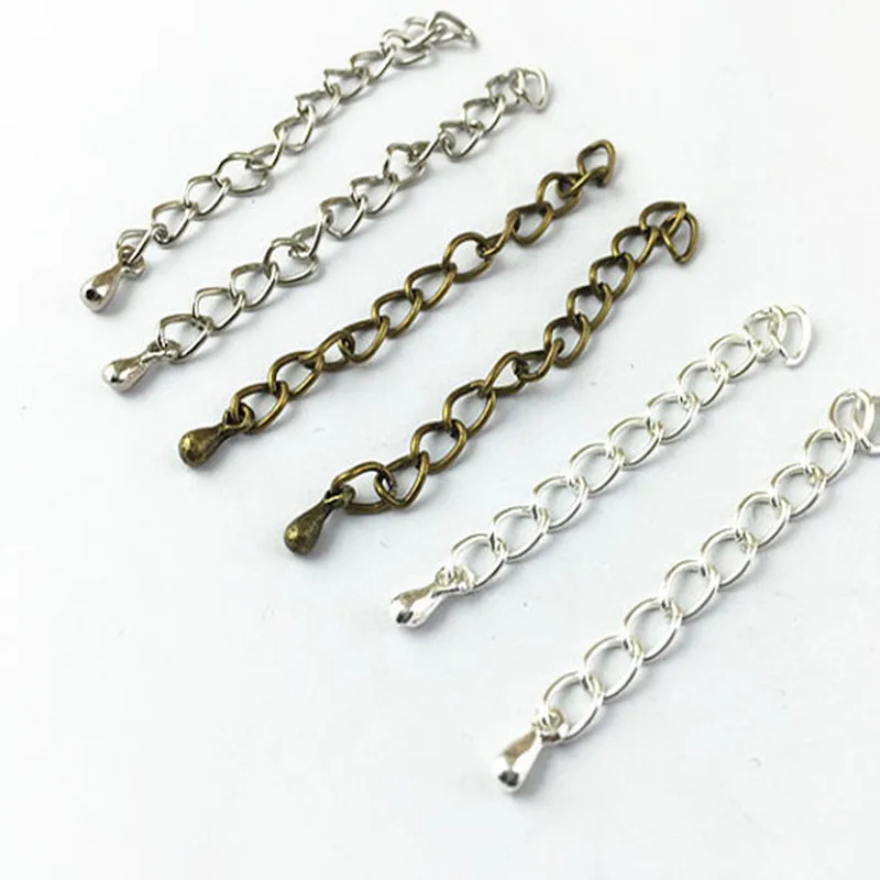 40pcs 70mm length Extended Extension Chains with water drop Tail